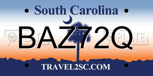 BAZ72Q South Carolina License Plate