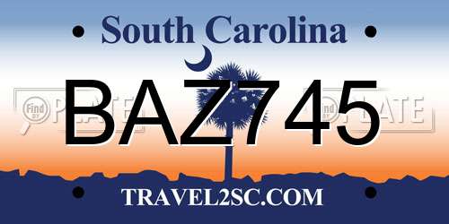 BAZ745 South Carolina License Plate