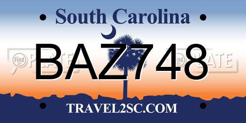 BAZ748 South Carolina License Plate
