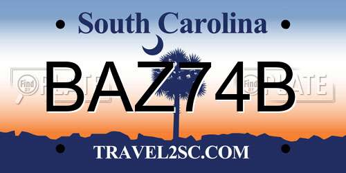 BAZ74B South Carolina License Plate