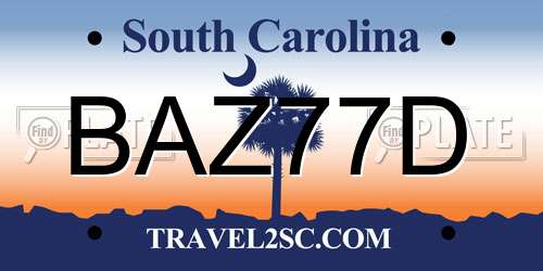BAZ77D South Carolina License Plate