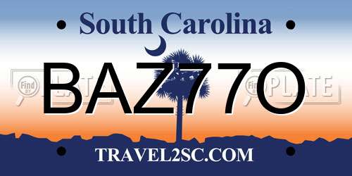 BAZ77O South Carolina License Plate
