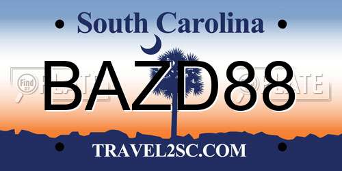 BAZD88 South Carolina License Plate