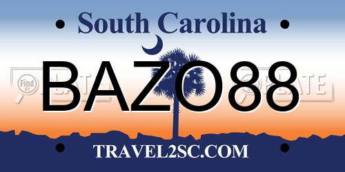 BAZO88 South Carolina License Plate