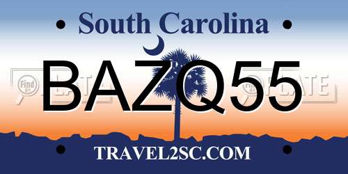 BAZQ55 South Carolina License Plate