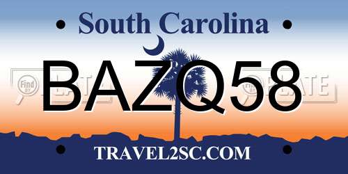 BAZQ58 South Carolina License Plate