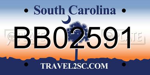 BB02591 South Carolina License Plate