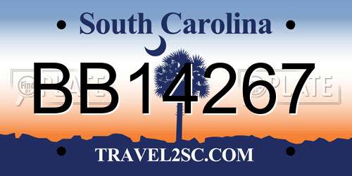 BB14267 South Carolina License Plate