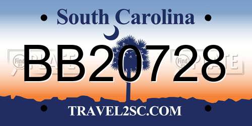 BB20728 South Carolina License Plate