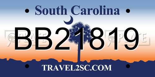 BB21819 South Carolina License Plate