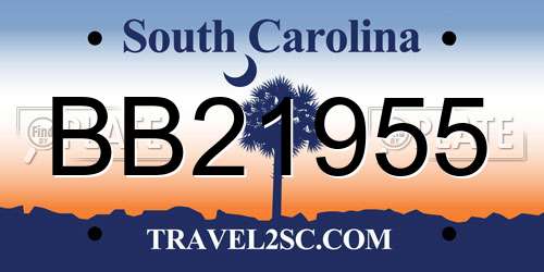 BB21955 South Carolina License Plate