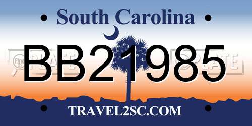 BB21985 South Carolina License Plate