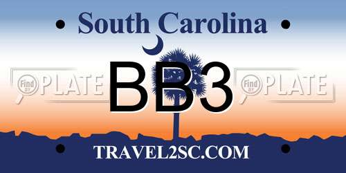 BB3 South Carolina License Plate