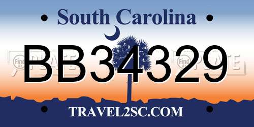 BB34329 South Carolina License Plate