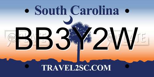BB3Y2W South Carolina License Plate