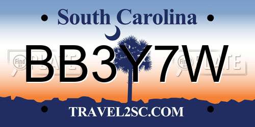 BB3Y7W South Carolina License Plate