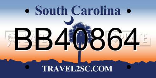 BB40864 South Carolina License Plate