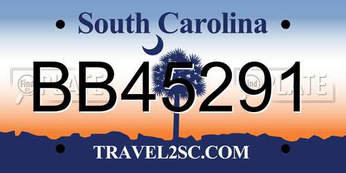 BB45291 South Carolina License Plate