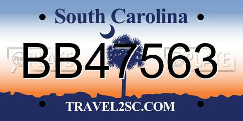 BB47563 South Carolina License Plate