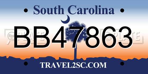 BB47863 South Carolina License Plate