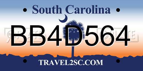 BB4D564 South Carolina License Plate