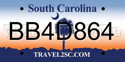 BB4D864 South Carolina License Plate