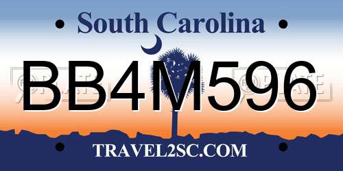 BB4M596 South Carolina License Plate