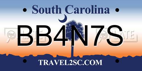 BB4N7S South Carolina License Plate