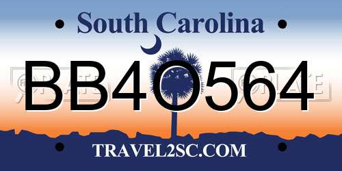 BB4O564 South Carolina License Plate