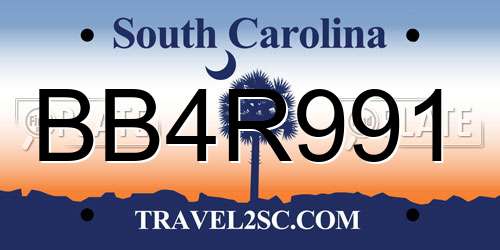BB4R991 South Carolina License Plate