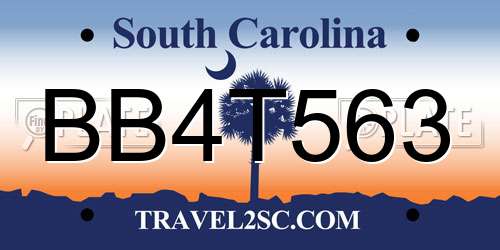 BB4T563 South Carolina License Plate