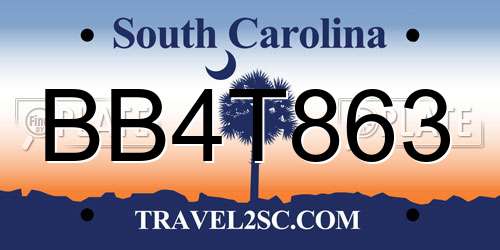 BB4T863 South Carolina License Plate