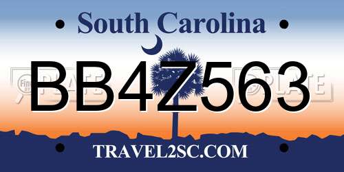 BB4Z563 South Carolina License Plate