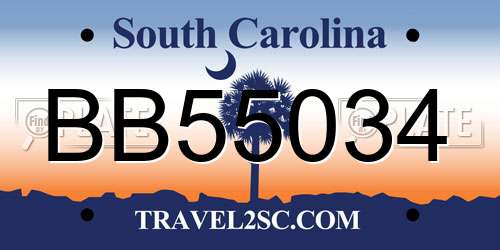 BB55034 South Carolina License Plate