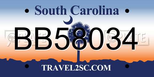 BB58034 South Carolina License Plate