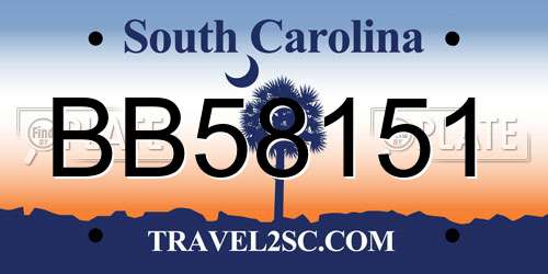 BB58151 South Carolina License Plate