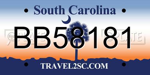 BB58181 South Carolina License Plate
