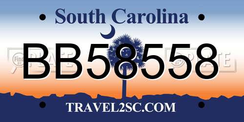 BB58558 South Carolina License Plate