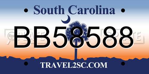BB58588 South Carolina License Plate
