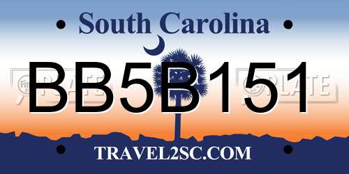BB5B151 South Carolina License Plate