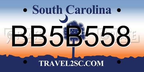 BB5B558 South Carolina License Plate
