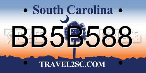 BB5B588 South Carolina License Plate