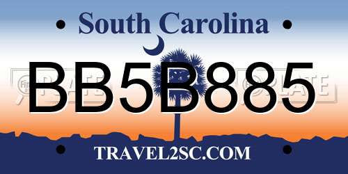 BB5B885 South Carolina License Plate