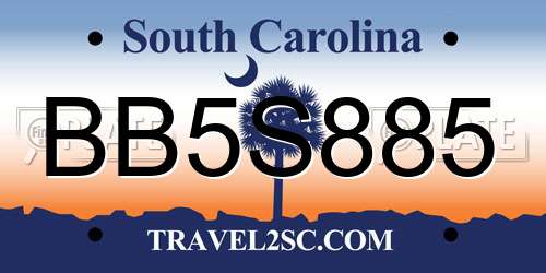 BB5S885 South Carolina License Plate