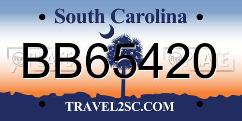 BB65420 South Carolina License Plate
