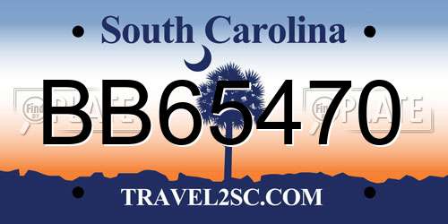 BB65470 South Carolina License Plate