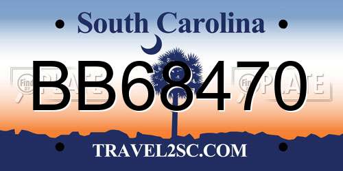 BB68470 South Carolina License Plate