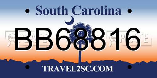 BB68816 South Carolina License Plate