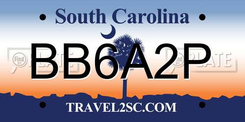 BB6A2P South Carolina License Plate