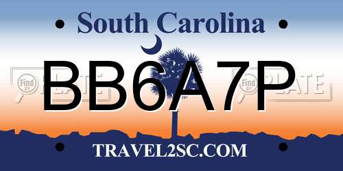 BB6A7P South Carolina License Plate